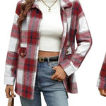 Cottagecore Collared Red Plaid Flannel BU Shirt 16W Shacket Cabincore NWT Photo 0