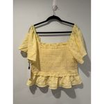 ASTR NEW The Label Top Womens XL Butter Yellow Smocked On/Off Shoulder Preppy Photo 1