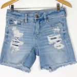 American Eagle  Midi Denim Shorts Size 6 Dream Short Distressed Photo 0