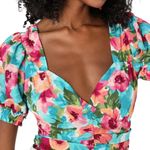 Lulus NWT Hues of You Teal Multi Floral Print Ruched Puff Sleeve Top Size XS Photo 9