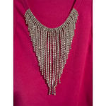 Julia By Love J Women's Size L Pink Jewel Rhinestone Fringe Tank Top Blouse NWT Size L Photo 1