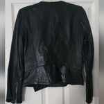 Mango NWOT Black 100% Genuine Leather Zipper Moto Jacket Coat Size XXS Photo 2