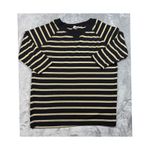 Club Monaco  Womens Striped Metallic Gold Black Top‎ Raglan Sleeve Size Large Photo 1