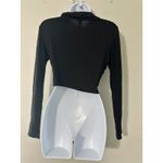 J USA Black Long Sleeve Cowl Neck Cropped Top Women's Size L Photo 2