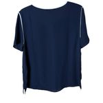 Banana Republic  Women’s Medium Piped Crewneck Blouse New NWT in Navy Photo 6