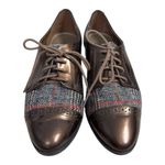 Anne Klein  Louisa Brown Patent Leather Plaid Oxford Shoes Women’s Size 7 Photo 1
