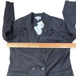 Evereve  Alexa Black Linen Double-Breasted Blazer Photo 5