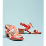 Anthropologie  Pyramidis Coral Color Block Heel Leather Sandal Euro 40 US 9 NEW Photo 2