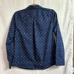 Talbots  Women’s Medium Petite Navy Blue Polka Dot Long-Sleeve Button-Up Shirt Photo 5