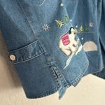Christopher & Banks  Denim Embroidered Button Up Shirt Polar Bear Snow Teacher Photo 8