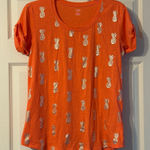 a.n.a . Coral Gold Pineapple Short Sleeve Shirt Small Photo 0