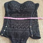 NEW BEAM Black Strapless Swimsuit Women's Size XL Black Crochet Lace Photo 4