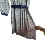 Vintage Hal Hardin Long Sleeve Navy & White Pleated Dress W/ Belt & Gold Buttons Blue Size 14 Photo 15