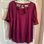 Fortune + Ivy  Chic Fuchsia Women's Blouse - Cut out Back Photo 1