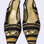 Salvatore Ferragamo  Satin Animal Print Slingback Heels - Size 8 Photo 0