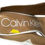 Calvin Klein Women's Cecily Embossed Leather Dress Sandals White Mules NEW Sz 11 Photo 3