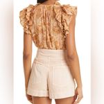 Ulla Johnson  Elisa Meadow Floral Print Ruffle Tan Pink Top Shirt Blouse Size 4 Photo 1