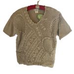 Colleen’s Hand Knit Crochet Sweater Beige Women’s M Vintage 80s Made in Korea Size M Photo 7
