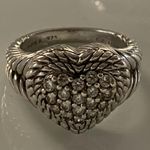 Judith Ripka Beautiful Cubic Zirconia & Sterling Silver Heart Braided Ring Sz 8 Photo 2