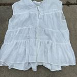 Mustard Seed  White Sleeveless Ruffled Blouse Photo 0