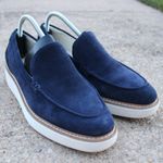 Cole Haan Women's OriginalGrand Platform Ventetian Loafers Blue Suede Sz 10.5 Photo 0