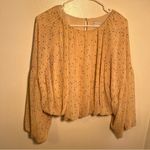 Gianni Bini Puff Sleeve Blouse Tan Pink Floral Photo 1