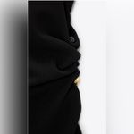 ZARA  New Black Long Round Neck Draped Short Sleeves Dress with Slit Size L Photo 5