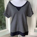 Hanes Navy and White Striped Short Sleeve Sweatshirt Size Small Blue Photo 1