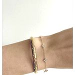 Boutique NEW Heavy 18k Gold Simulated Diamond Stars Bangle Cuff Bracelet Sz‎ Adjustable Photo 10