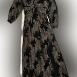 River Island Black Jacquard Long Sleeve Midi Dress Photo 5