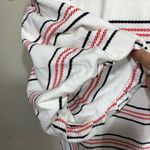 CODE × MODE Striped Puff Sleeve Top Size S White Red Black Cotton Blend Ruffle S Photo 4