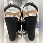 BP B.P. Ankle strap black vegan suede wedge sandal size‎ 8.5 Photo 4