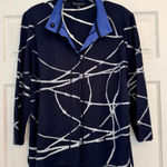 Ming Wang  Navy Blue White Blazer Jacket Sweater Cardigan XL Photo 0