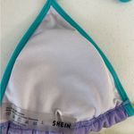 SheIn EUC women’s purple multicolor tie halter neck triangle bikini swim top L Photo 4