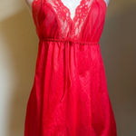 Tres Chic Red Lace Med Babydoll Chemise Nightie Lingerie top vintage sexy glam Photo 0