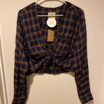 Style Rack  Crop Top Tie Front Long Sleeve  Photo 0