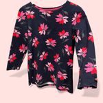 Cute Joules navy pink floral solid quality cotton top Size 4 Photo 1