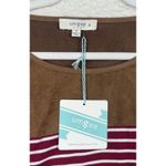 Umgee NWT Dress Womens XL Burgundy Striped Elbow Patch Swing Pockets Long Sleeve Photo 3