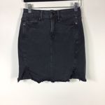 Good American  The Bombshell Frayed Denim Miniskirt 0/25 Black Photo 2