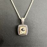 EAS Sterling Silver & 14kt Yellow Gold Cushion Cut Green Amethyst Necklace, 18” Photo 1