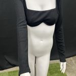 Princess Polly Princess‎ Polly 10 Black Wired Straight Neckline Becca Long Sleeve Crop Top Photo 2