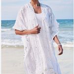 Soft Surroundings Athena White Embroidered Mirror Tassel Open Kimono Duster Photo 0