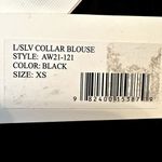 Sea NY Marina Collar Blouse Tiered Scalloped Button Up Long Sleeve Black XS Photo 2