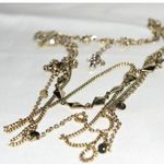 Source Unknown Nostalgic Layered Gold Tone Link Chains/ Diamond Shape Metal Beads 32" Necklace Photo 2