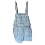 We Wore What 90’s Light Wash Denim Relaxed Overall Shorts Raw Hem Romper L Photo 2