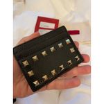 Valentino Garavani Rockstud Leather Card Holder Black Gold Studded Photo 1
