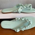 Nine West Sandals Dressy Summer Scrunchie ruched Flip Flop Flats DAXX Mint 9.5 Photo 0