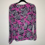 Pendleton  Pink Purple Gray Floral 100% Silk Blouse Sz 12 Photo 5