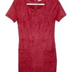 Hollister  faux leather lace up detailed pieced mini dress with patch pockets S Photo 0