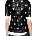 J.Crew Sequin Polka‎ Dot Top Short Sleeve Black White Party Women Size Small Photo 0